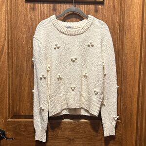 Madewell Cream Pom Pom Crew Neck Sweater